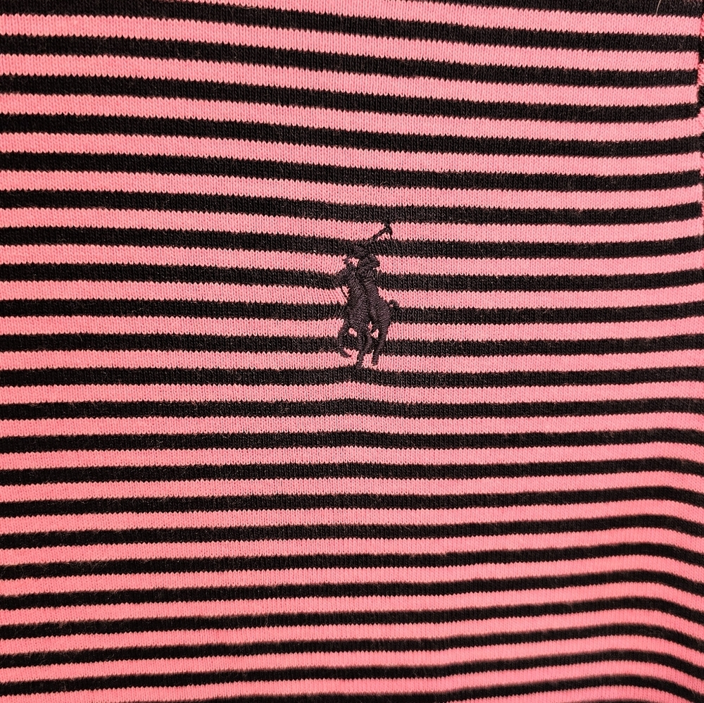 Ralph Lauren Sport Women's 100% Cotton Sport Navy and Pink Striped Tee Size--XL - Picture 5 of 8